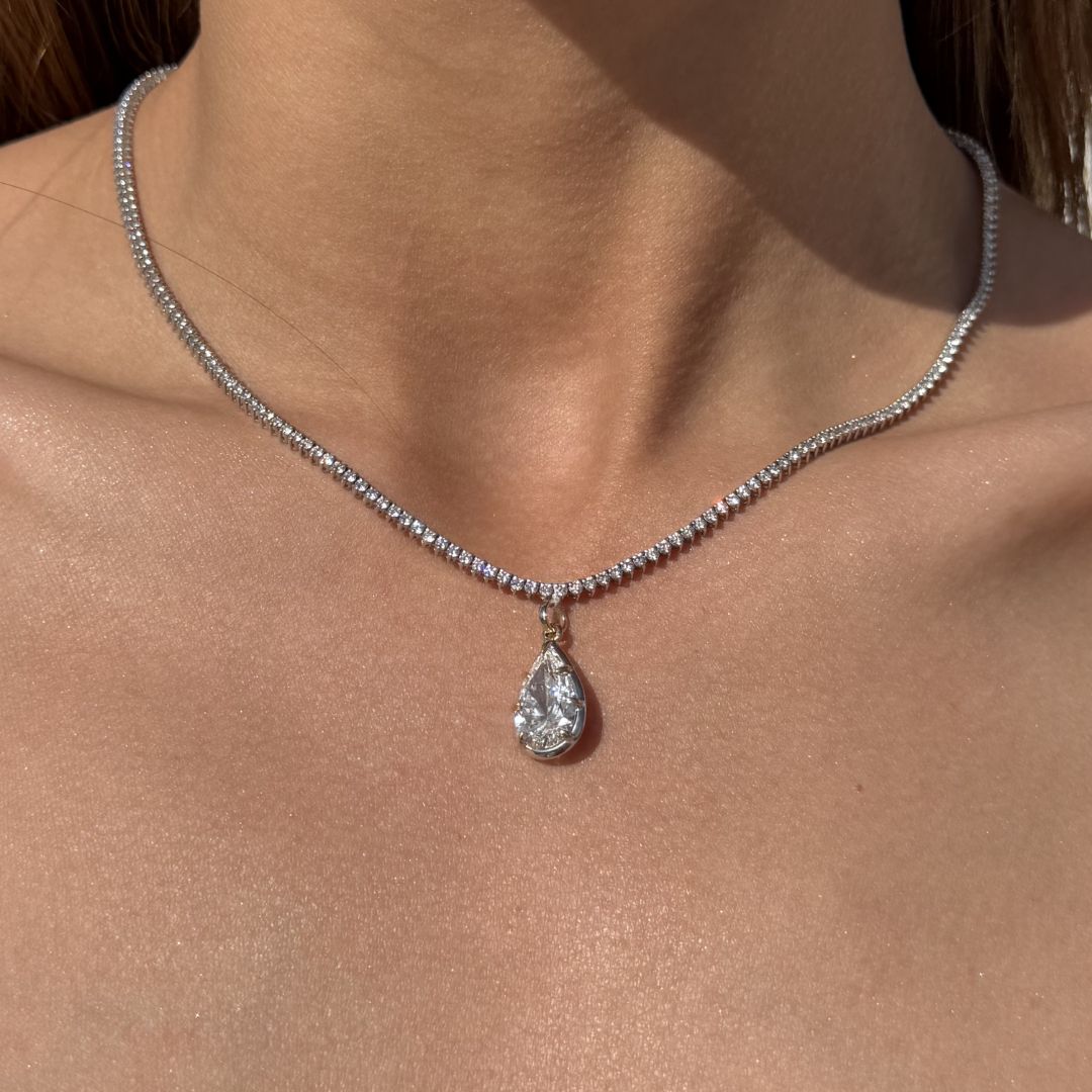 Mercedes Two-Tone Necklace with 2 ct Lab Diamond