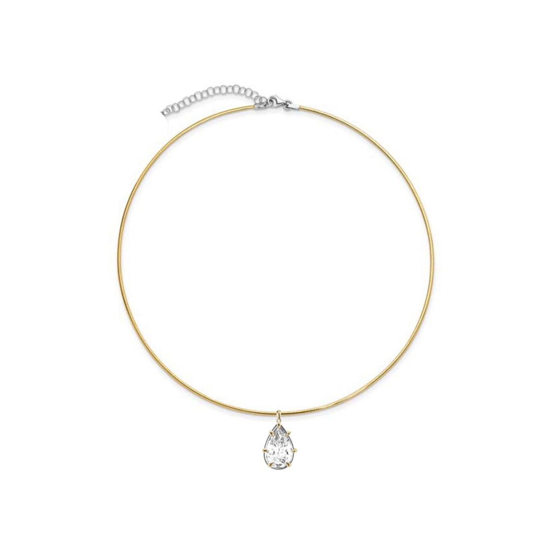 3 ct Lab Grown Pear Diamond Mercedes Reversible Two Tones Collar Necklace
