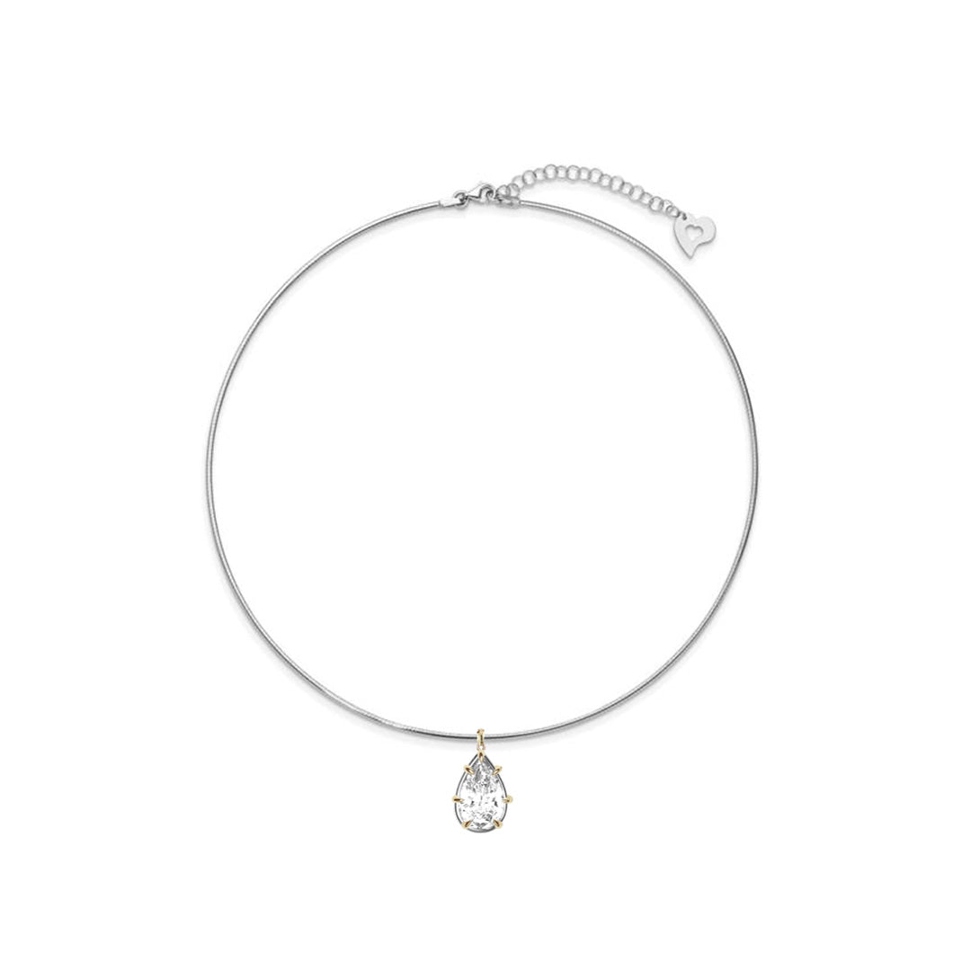 3 ct Lab Grown Pear Diamond Mercedes Reversible Two Tones Collar Necklace