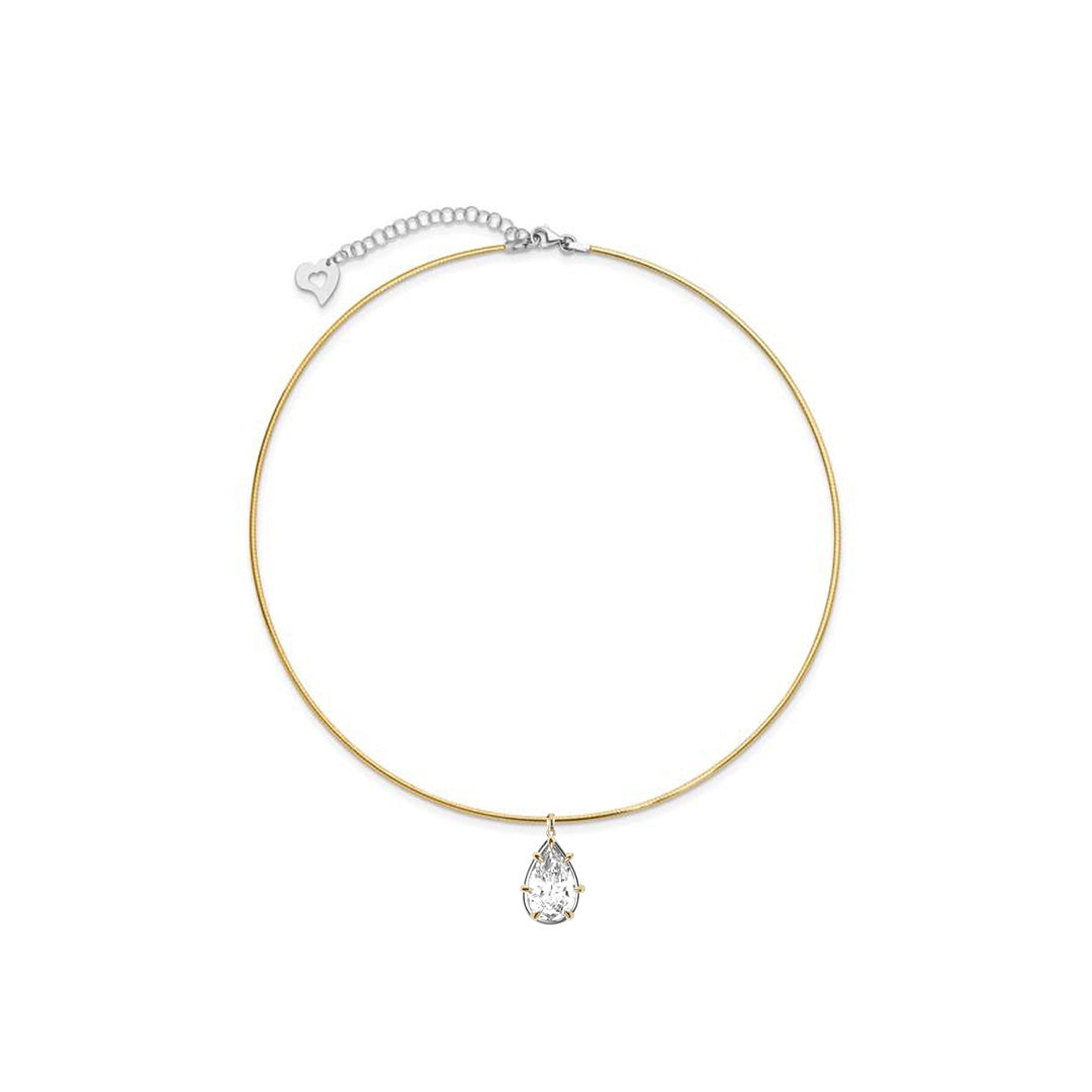 3 ct Lab Grown Pear Diamond Mercedes Reversible Two Tones Collar Necklace