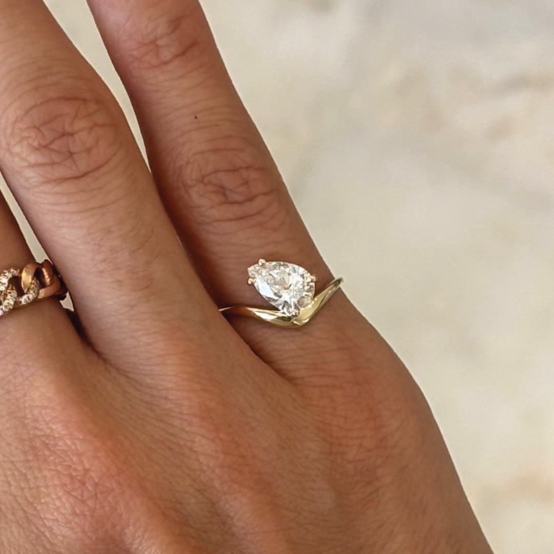 Lab Diamond Pear Shape Pinky Ring 1.0 ct.