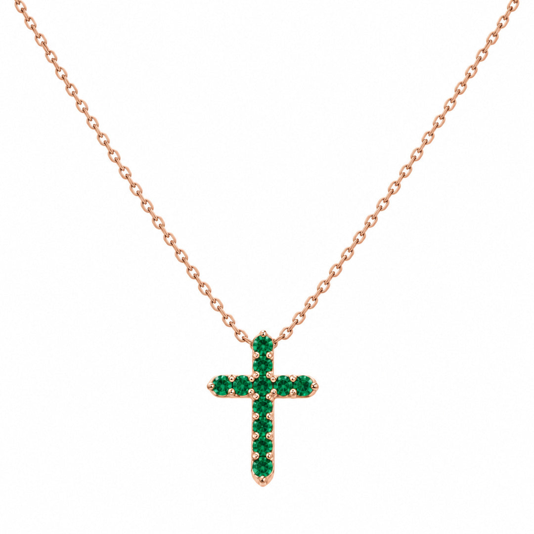 Paige Emerald Cross Necklace