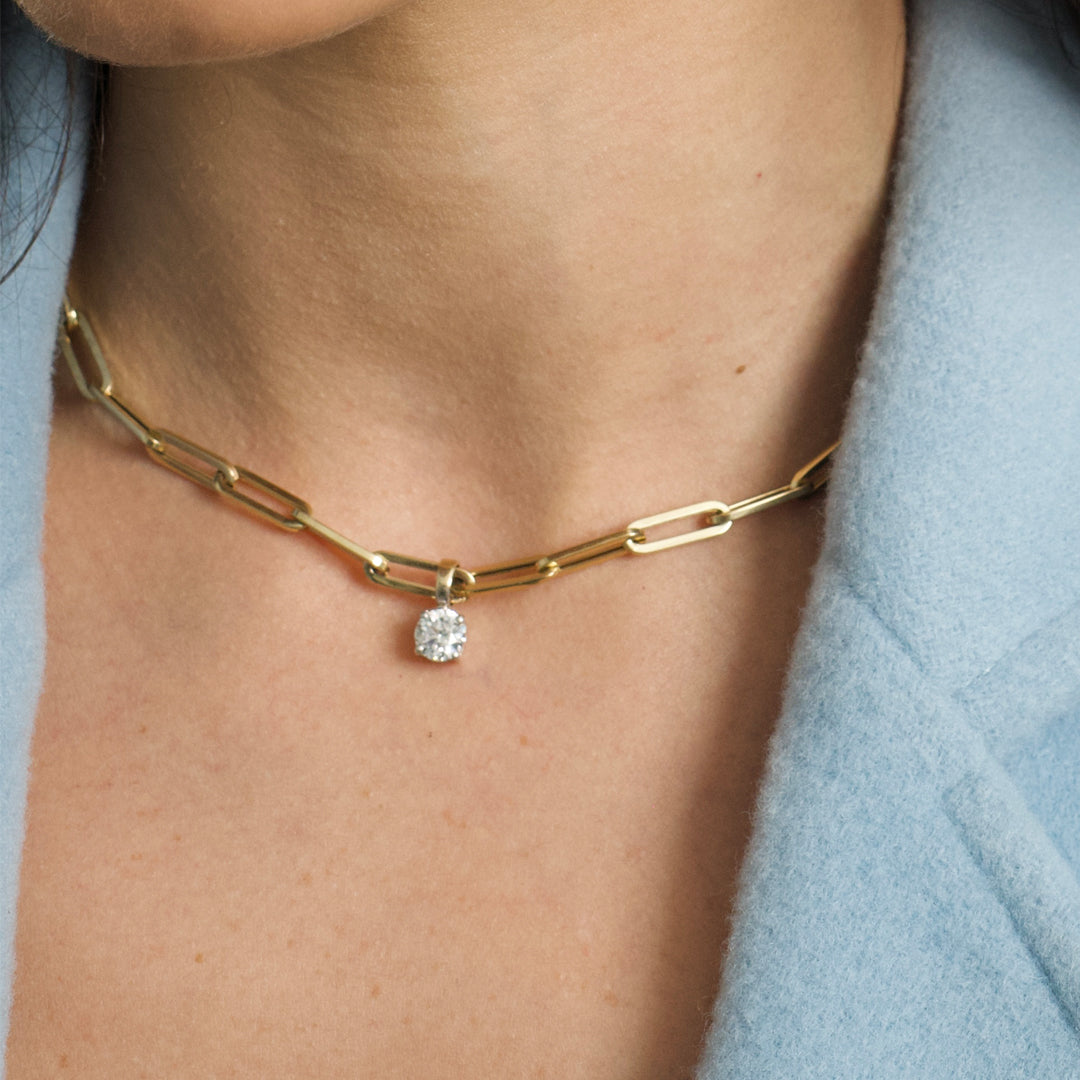Virginia Paperclip 1 ct Diamond Gold Necklace