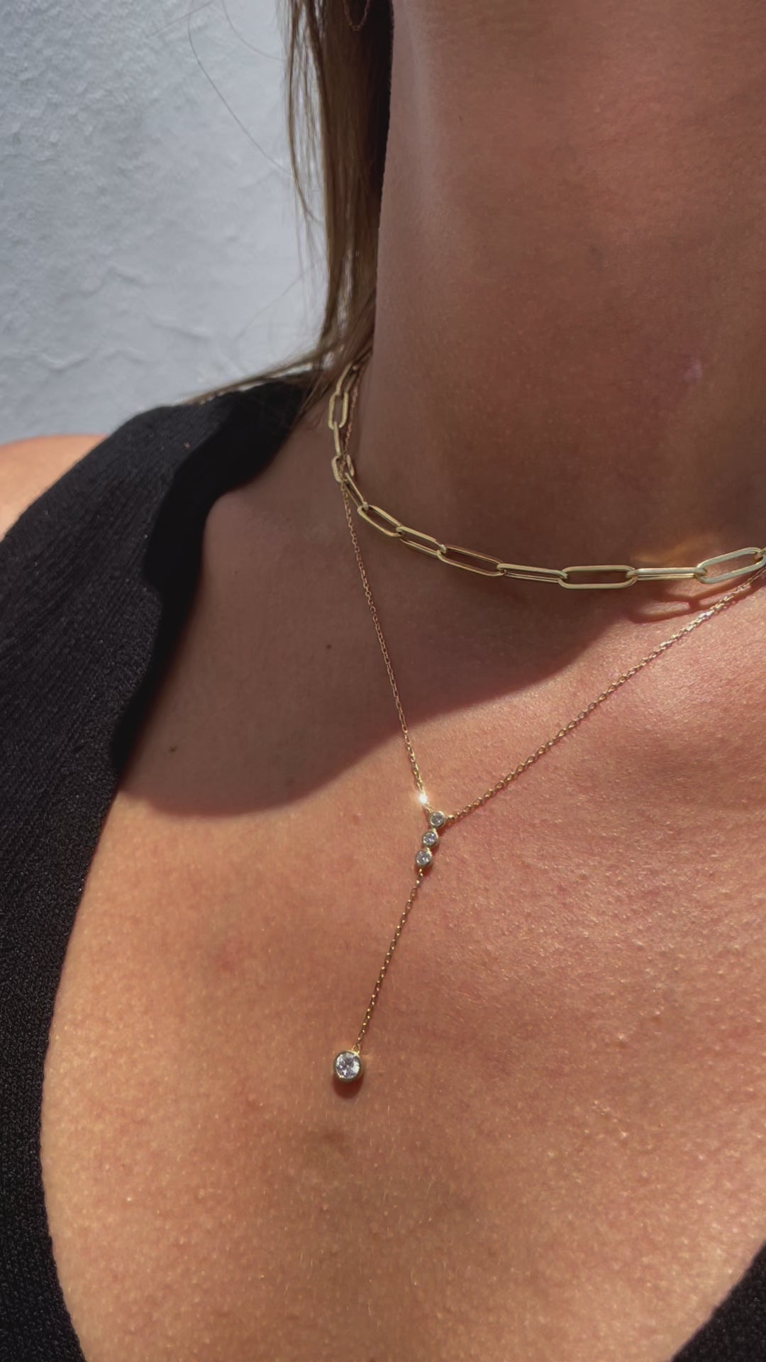 Olaya Bezel Lariat Necklace