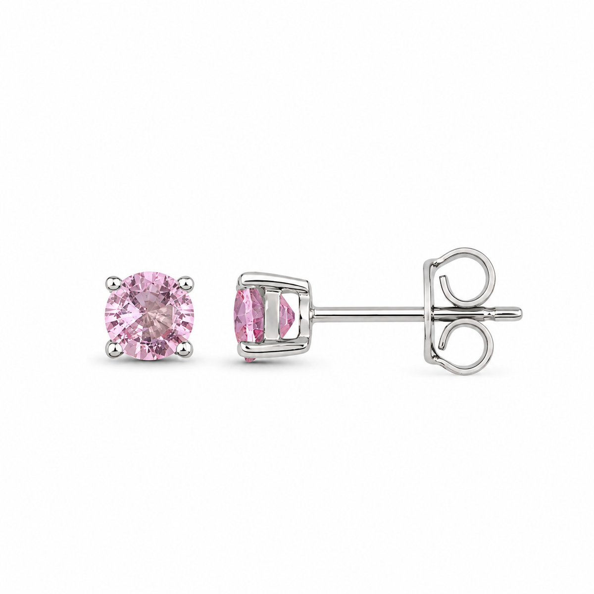 Roberta Round Pink Sapphire Piercings (Two Earrings)