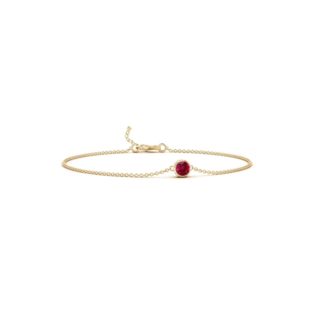 14KG Birthstone Ruby Chain Bracelet (July)