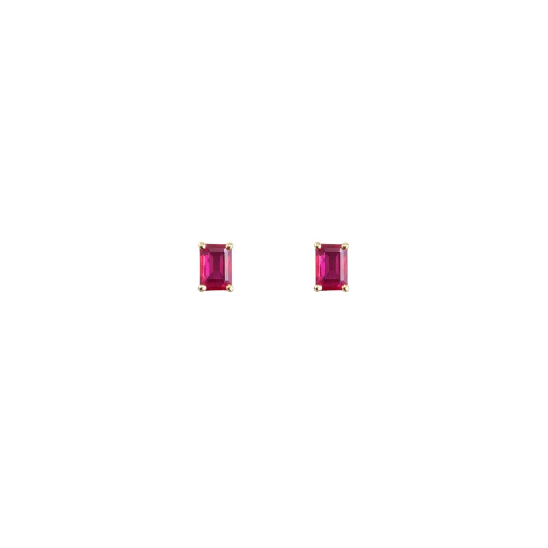 Rectangular Ruby Piercing (One Earring)
