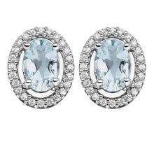 Load image into Gallery viewer, Sansa Aquamarine Diamond Studs
