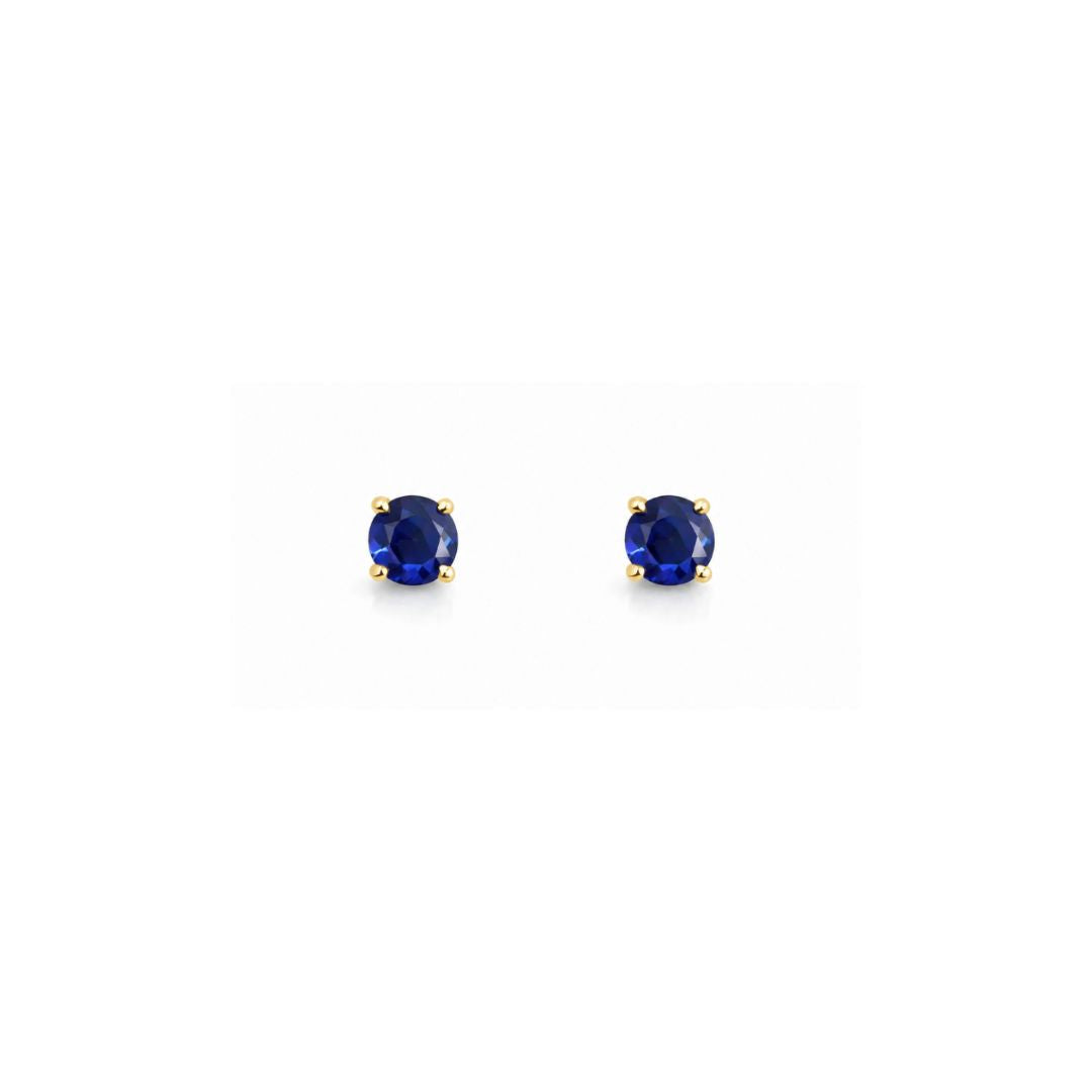 Rina Round Blue Sapphire Piercings (Two Earrings)