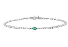 Load image into Gallery viewer, Sylvie Emerald Diamond Tennis Bracelet 3.0 ct
