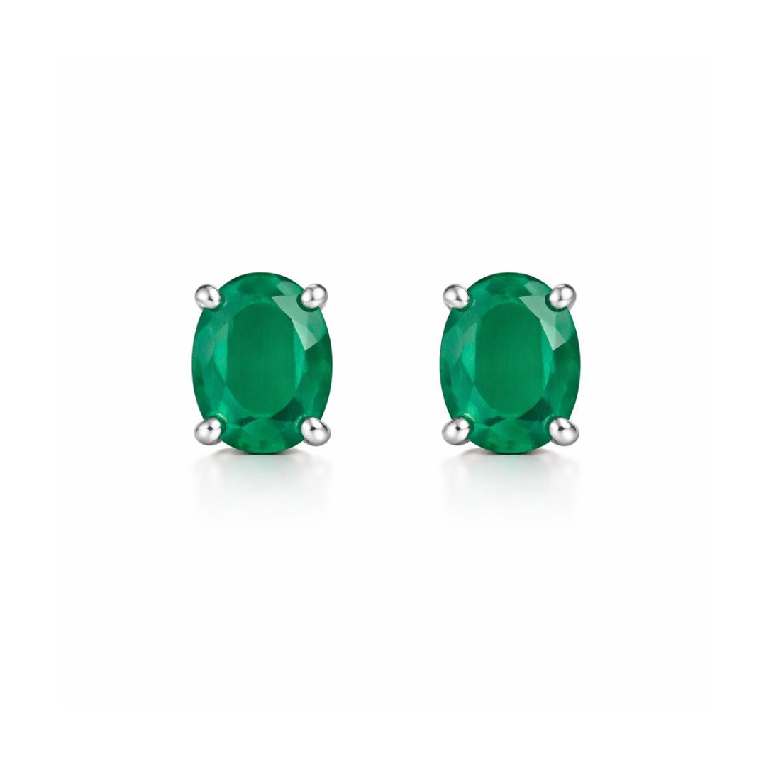 Tatiana Oval Emerald Studs