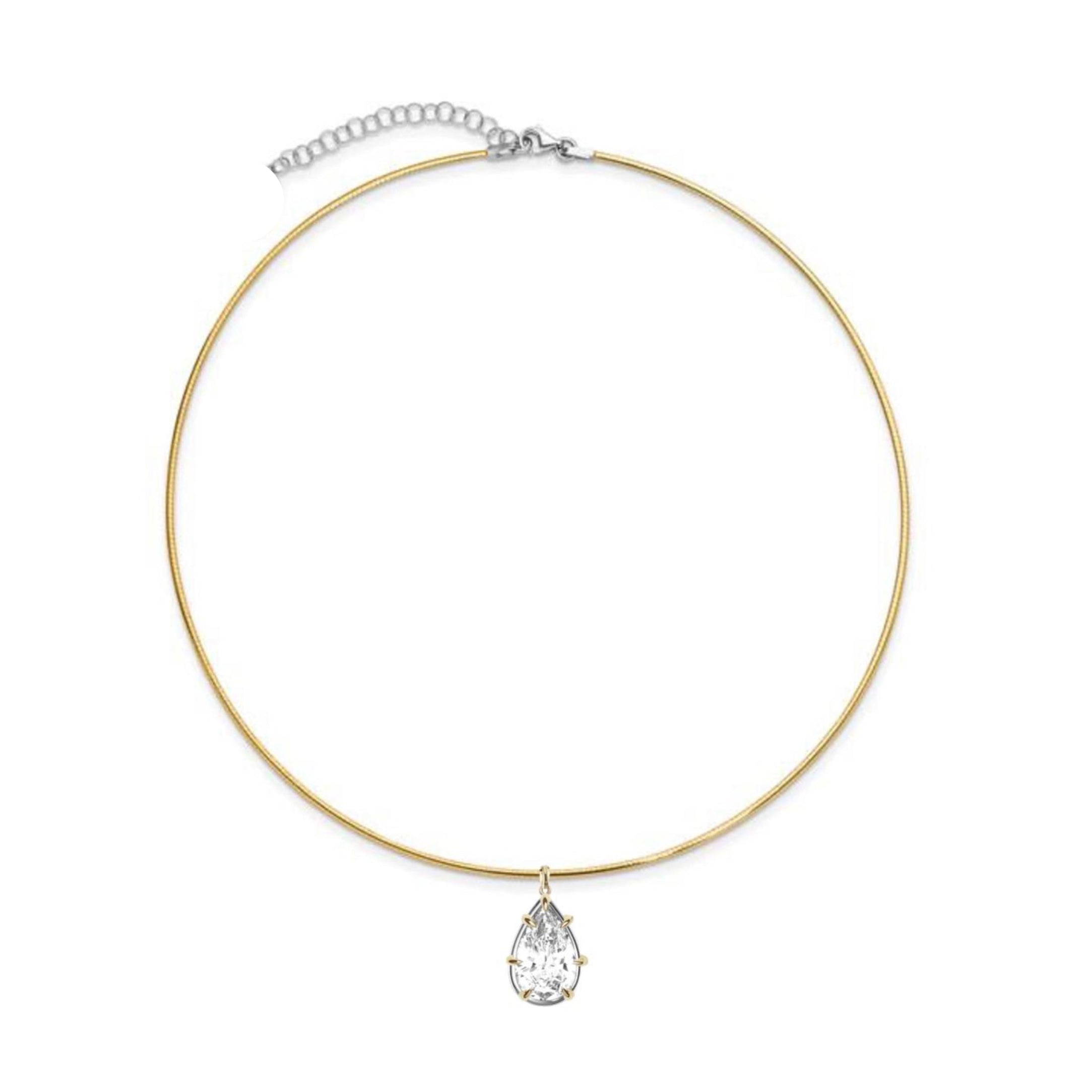 Lab Grown Pear Diamond Mercedes Reversible Two Tones Collar Necklace