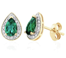 Load image into Gallery viewer, Vita Emerald Diamond Studs

