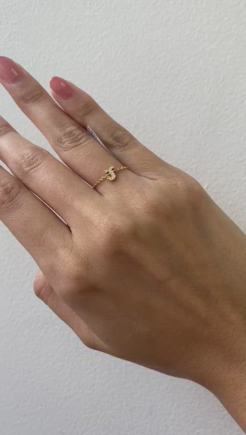 Maria Alphabet Diamond Chain Ring
