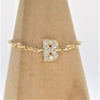 Maria Alphabet Diamond Chain Ring