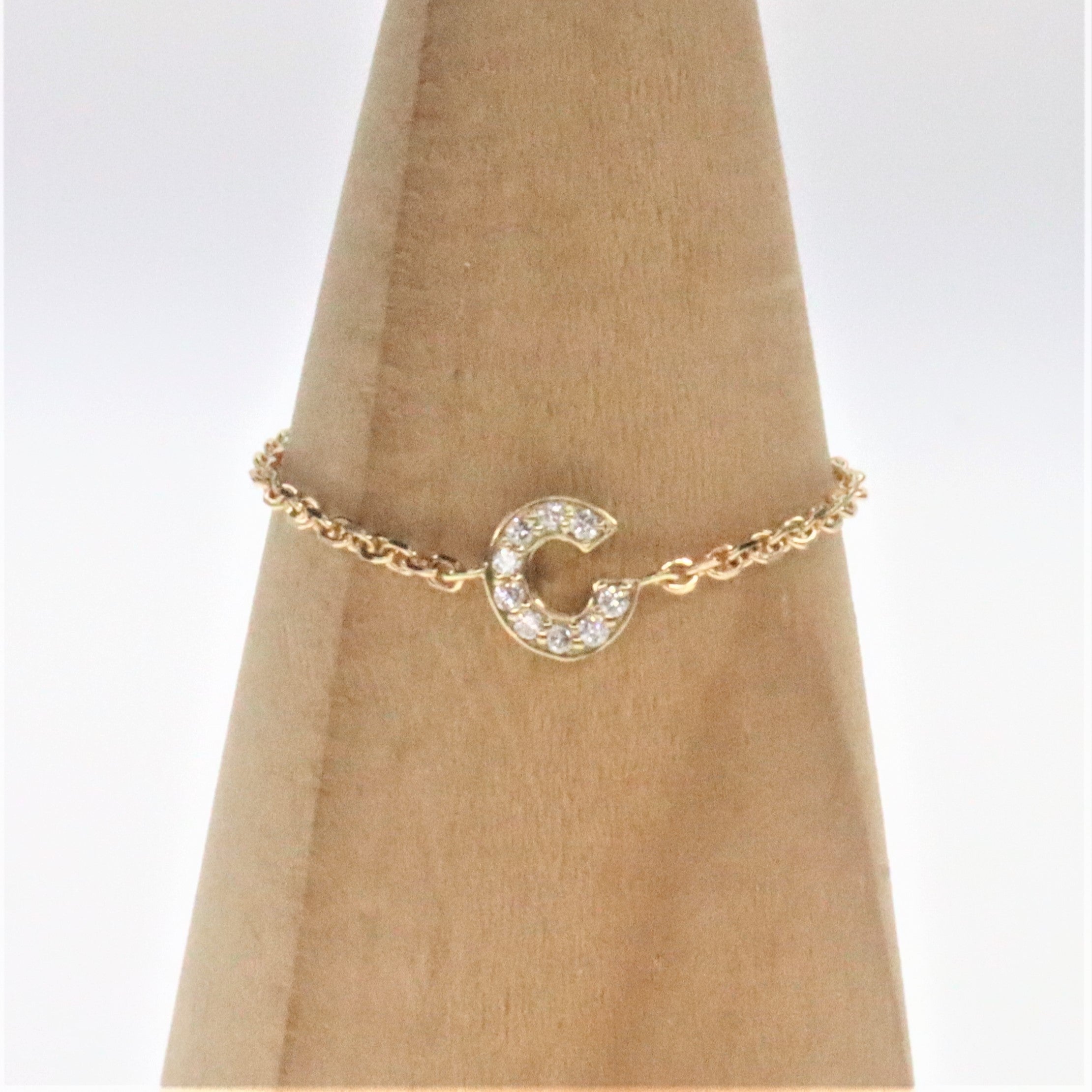Maria Alphabet Diamond Chain Ring