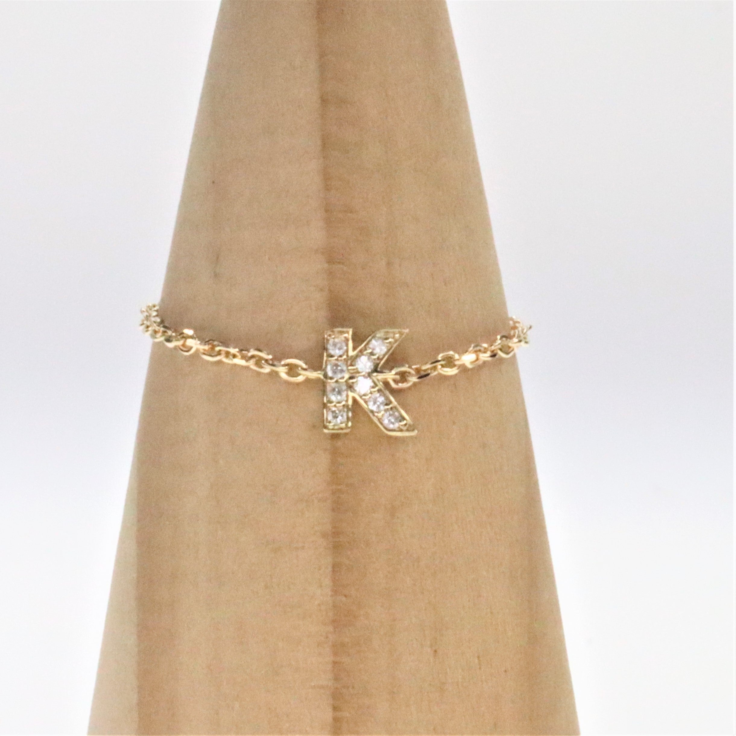 Maria Alphabet Diamond Chain Ring