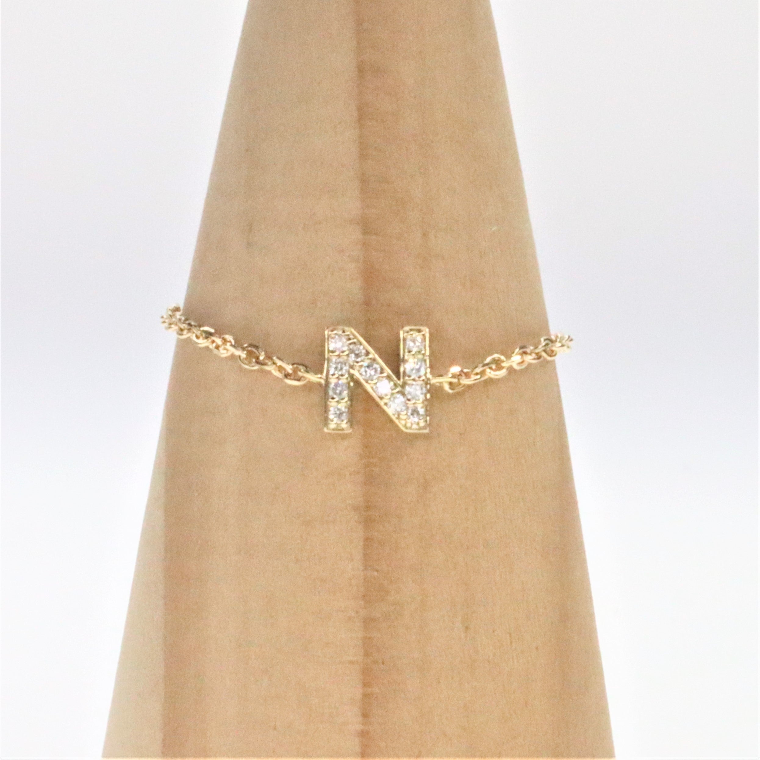 Maria Alphabet Diamond Chain Ring