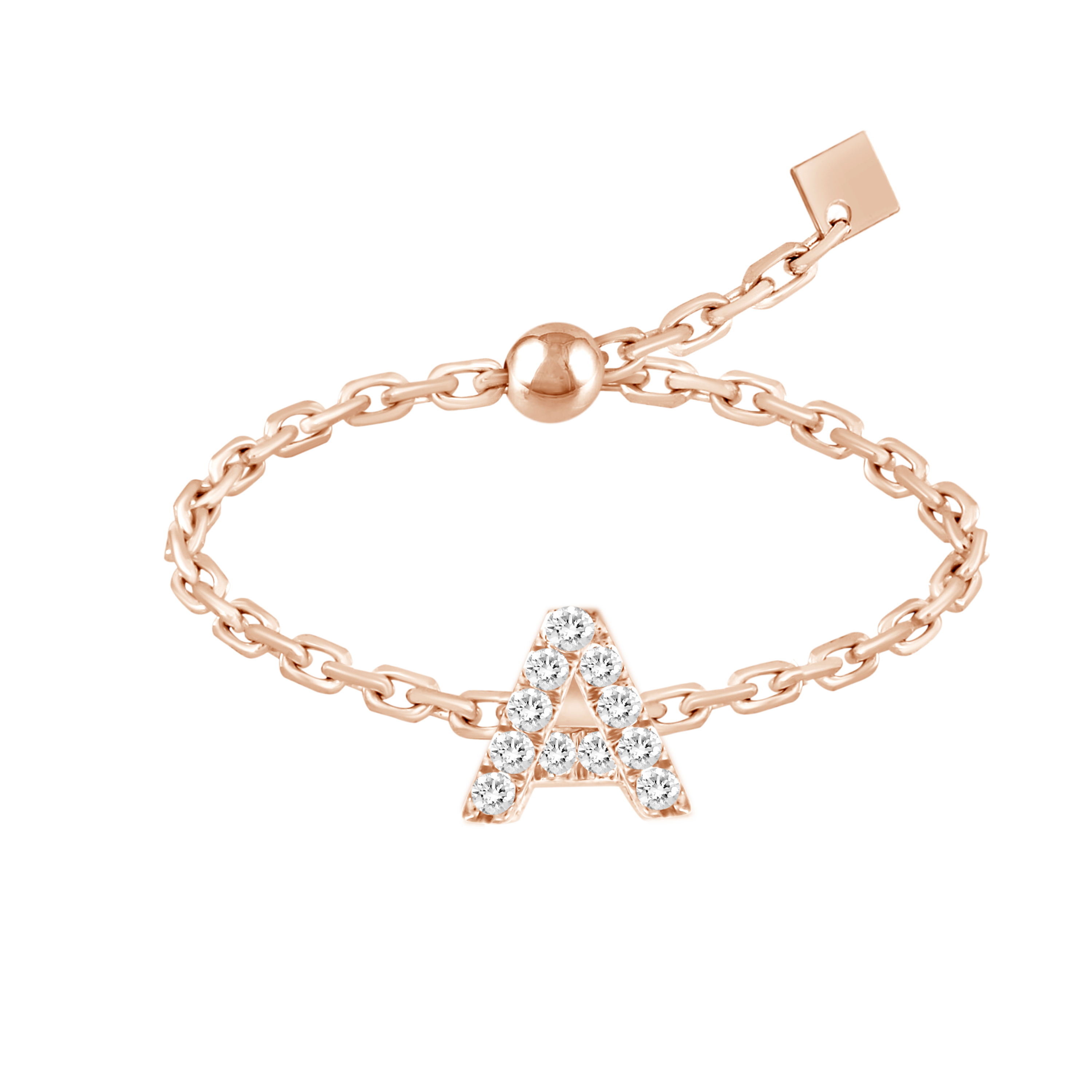 Maria Alphabet Diamond Chain Ring