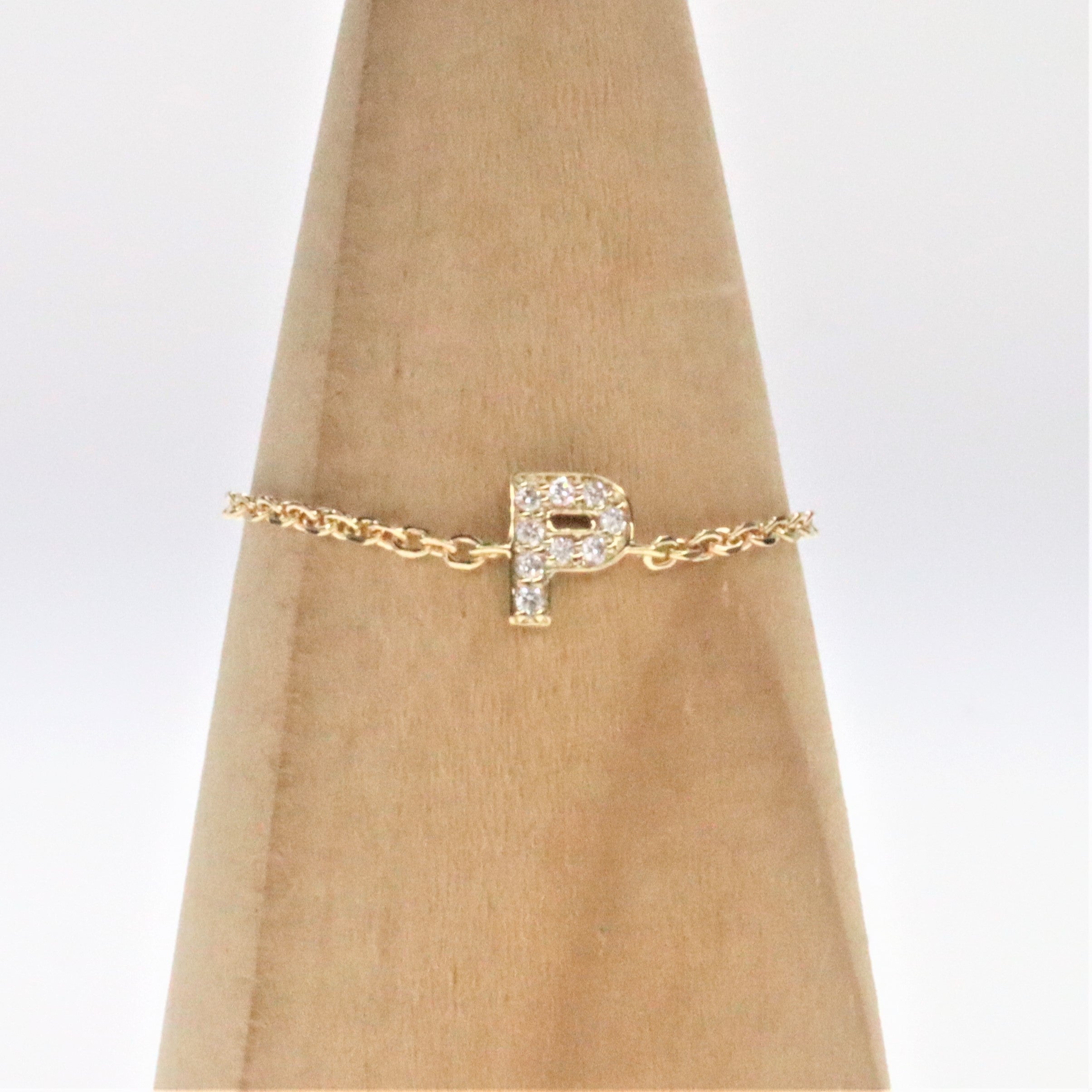 Maria Alphabet Diamond Chain Ring