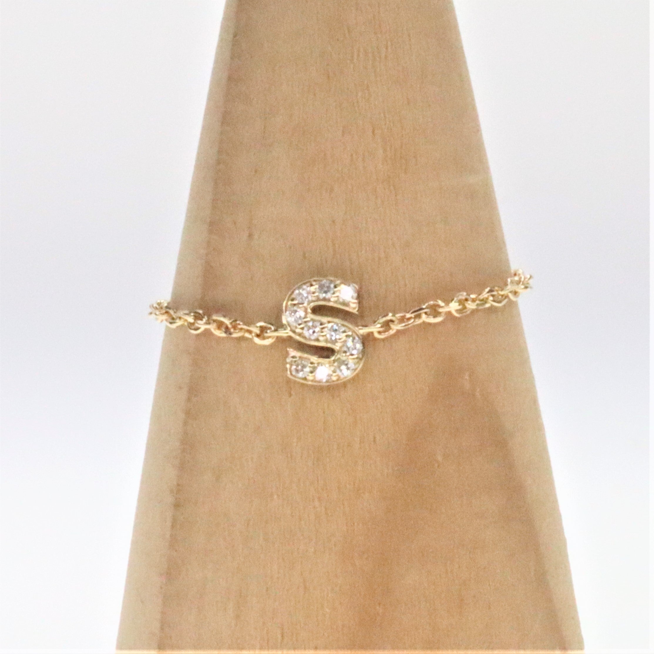 Maria Alphabet Diamond Chain Ring