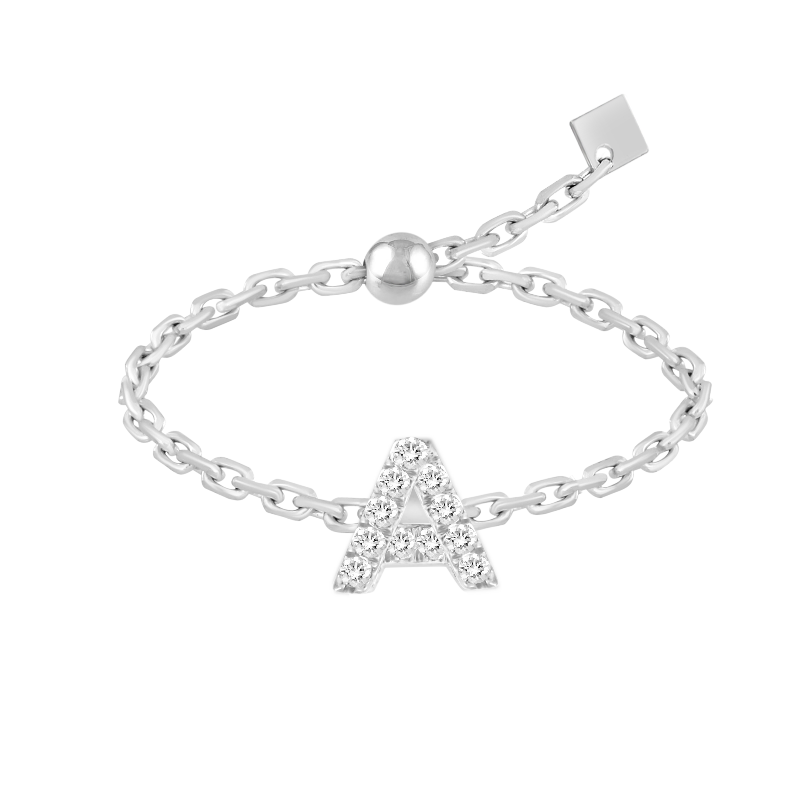 Maria Alphabet Diamond Chain Ring