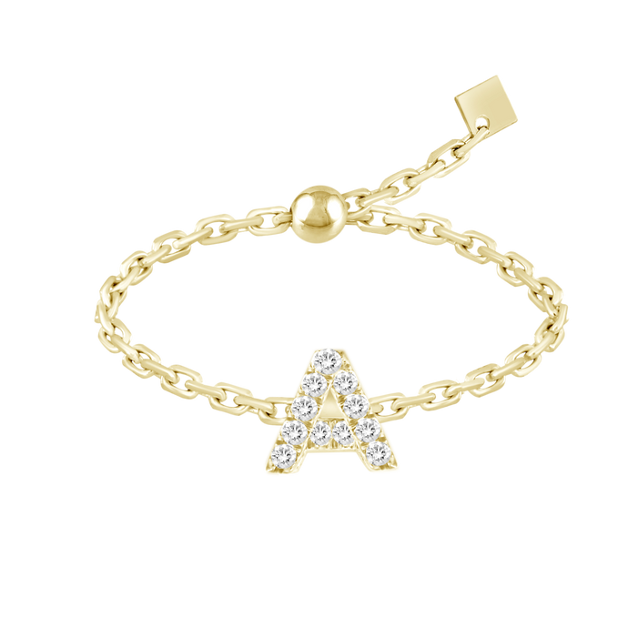 Maria Alphabet Diamond Chain Ring