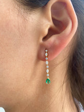 Load image into Gallery viewer, Janeth Emerald Diamond Long Earrings
