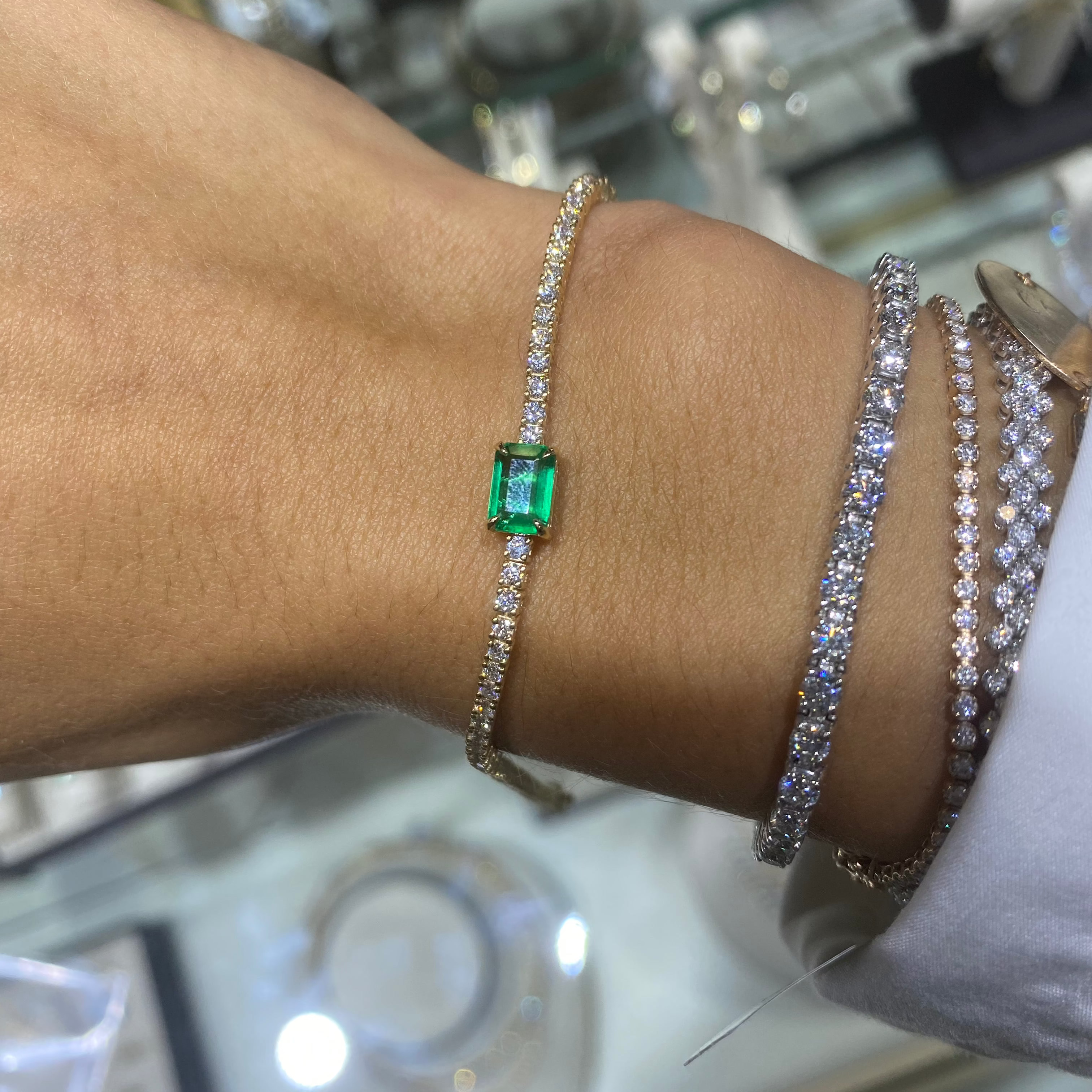 Lara Emerald Diamond Tennis Bracelet