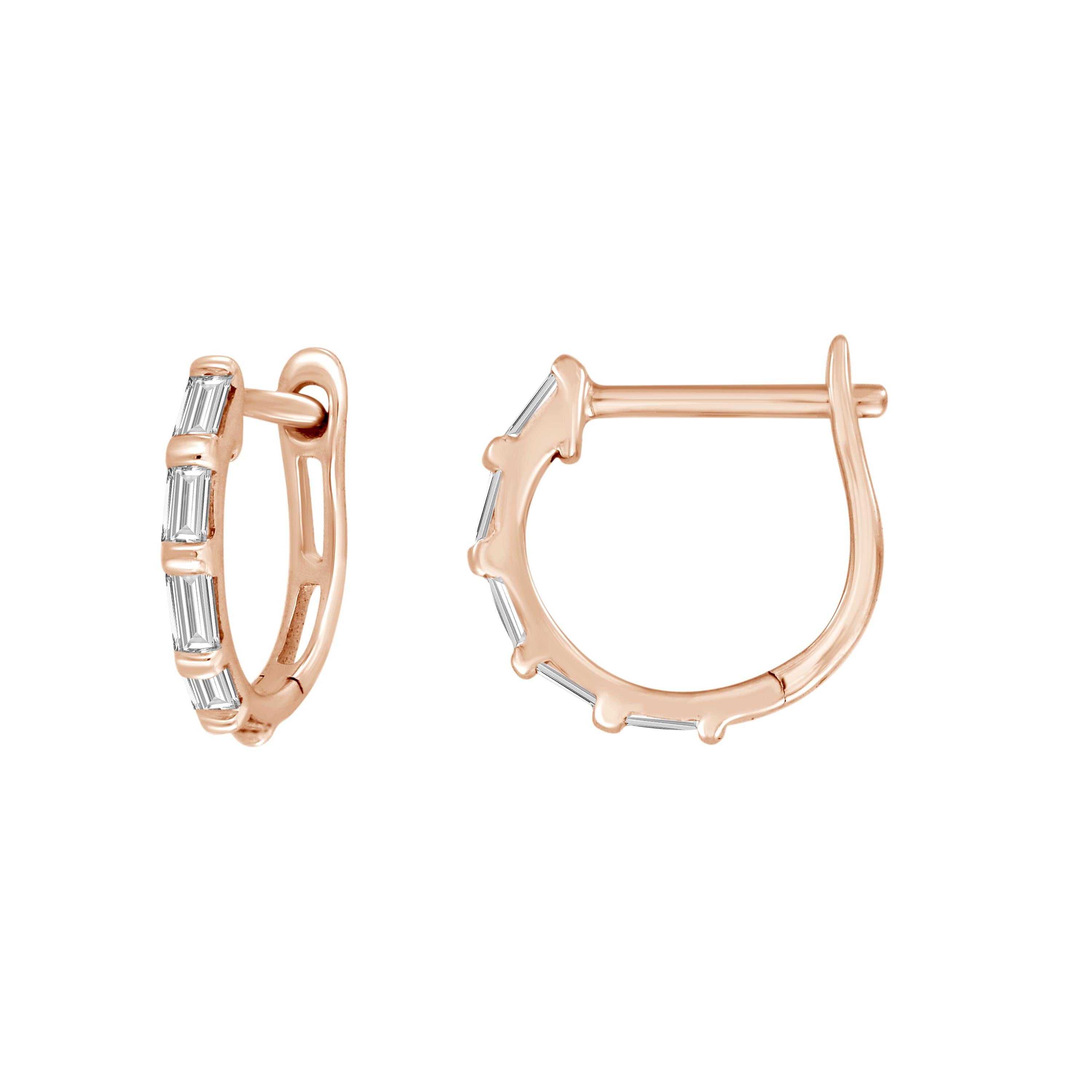 Natalie Baguette Diamond Huggies