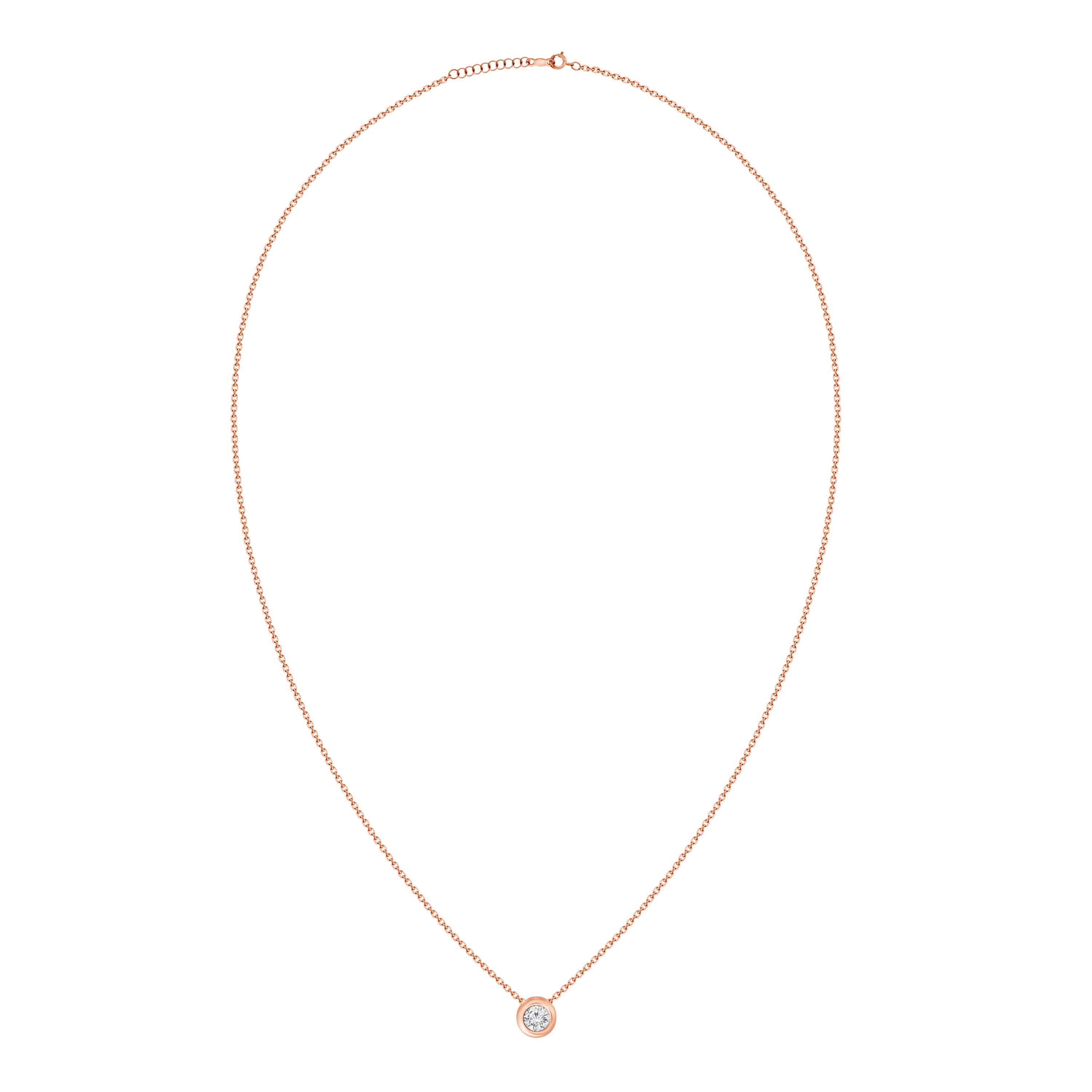 Elora Solitaire Bezel Diamond Necklace .30 ct