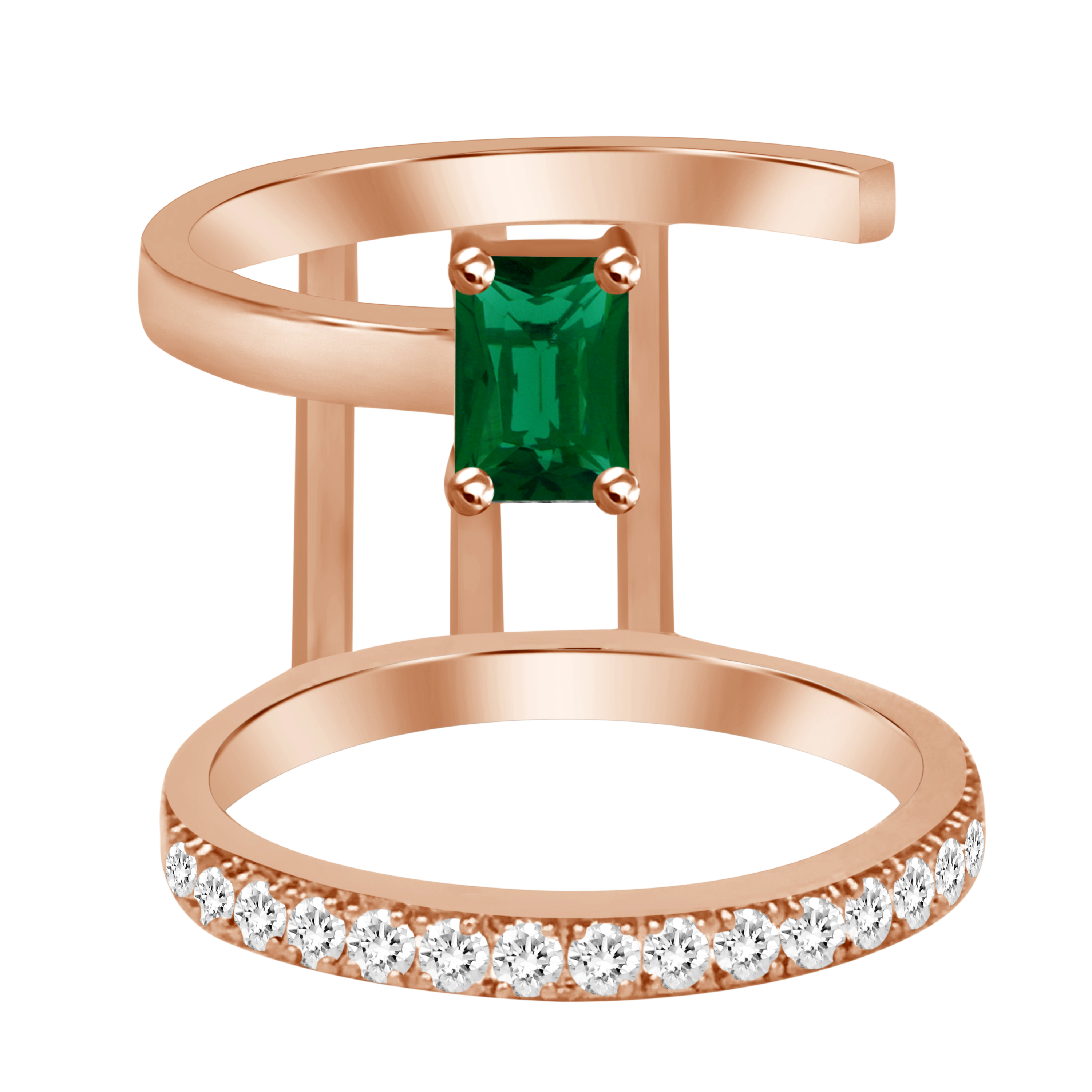 Anillo Julia con diamantes y esmeralda
