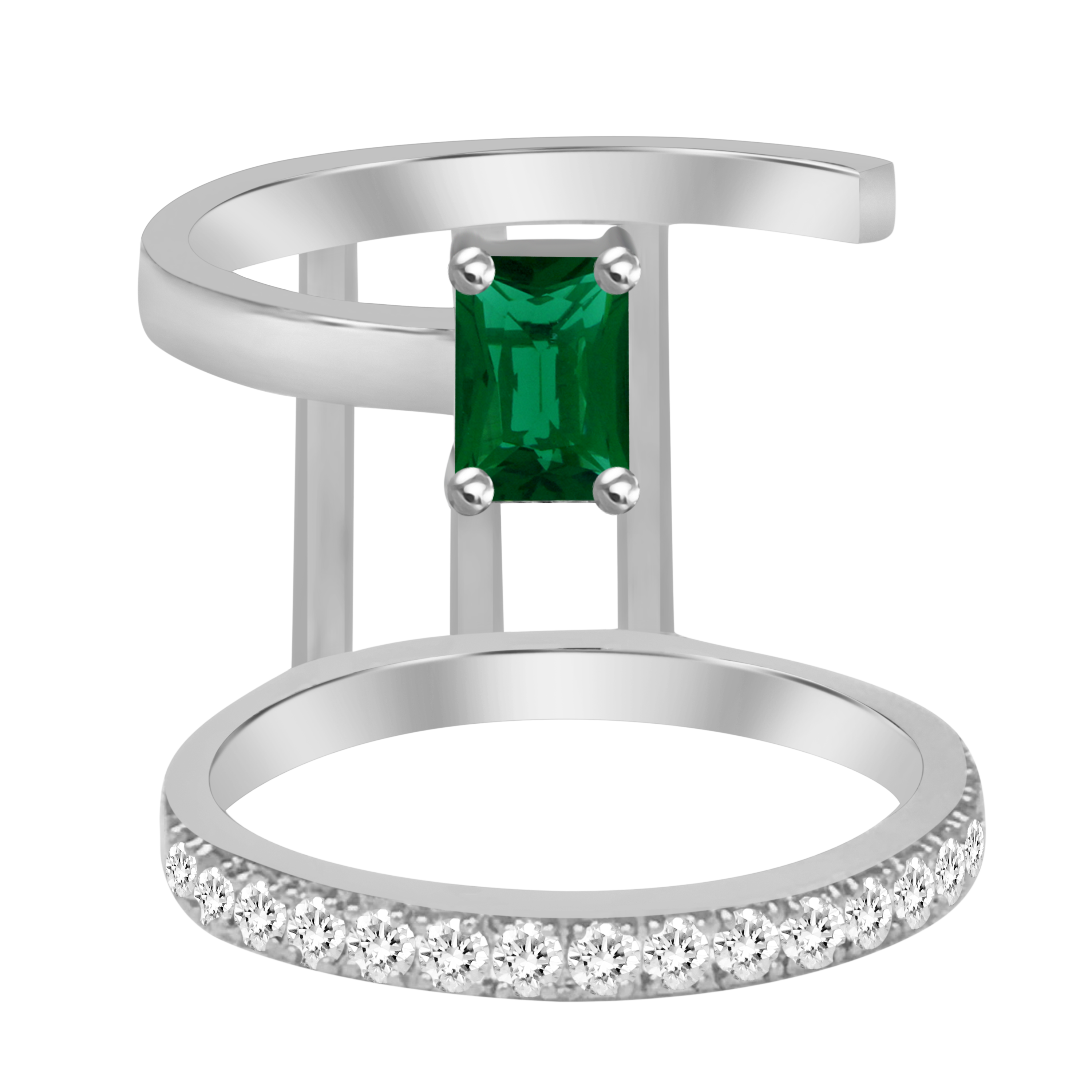 Anillo Julia con diamantes y esmeralda