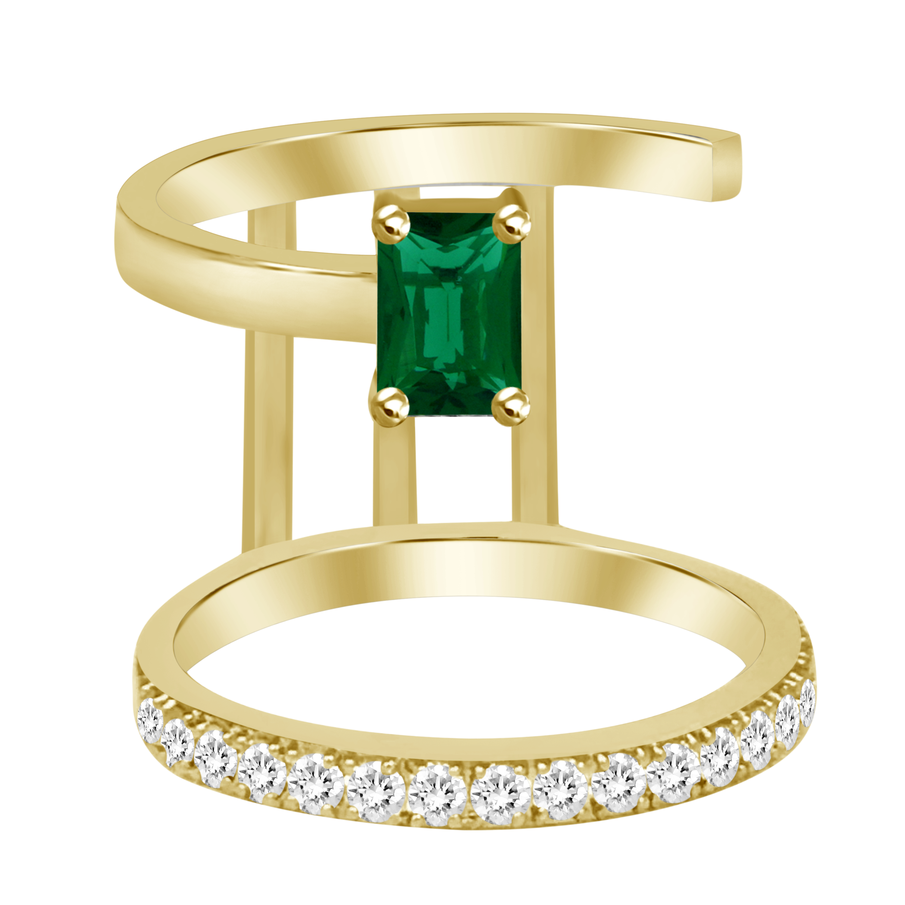Anillo Julia con diamantes y esmeralda