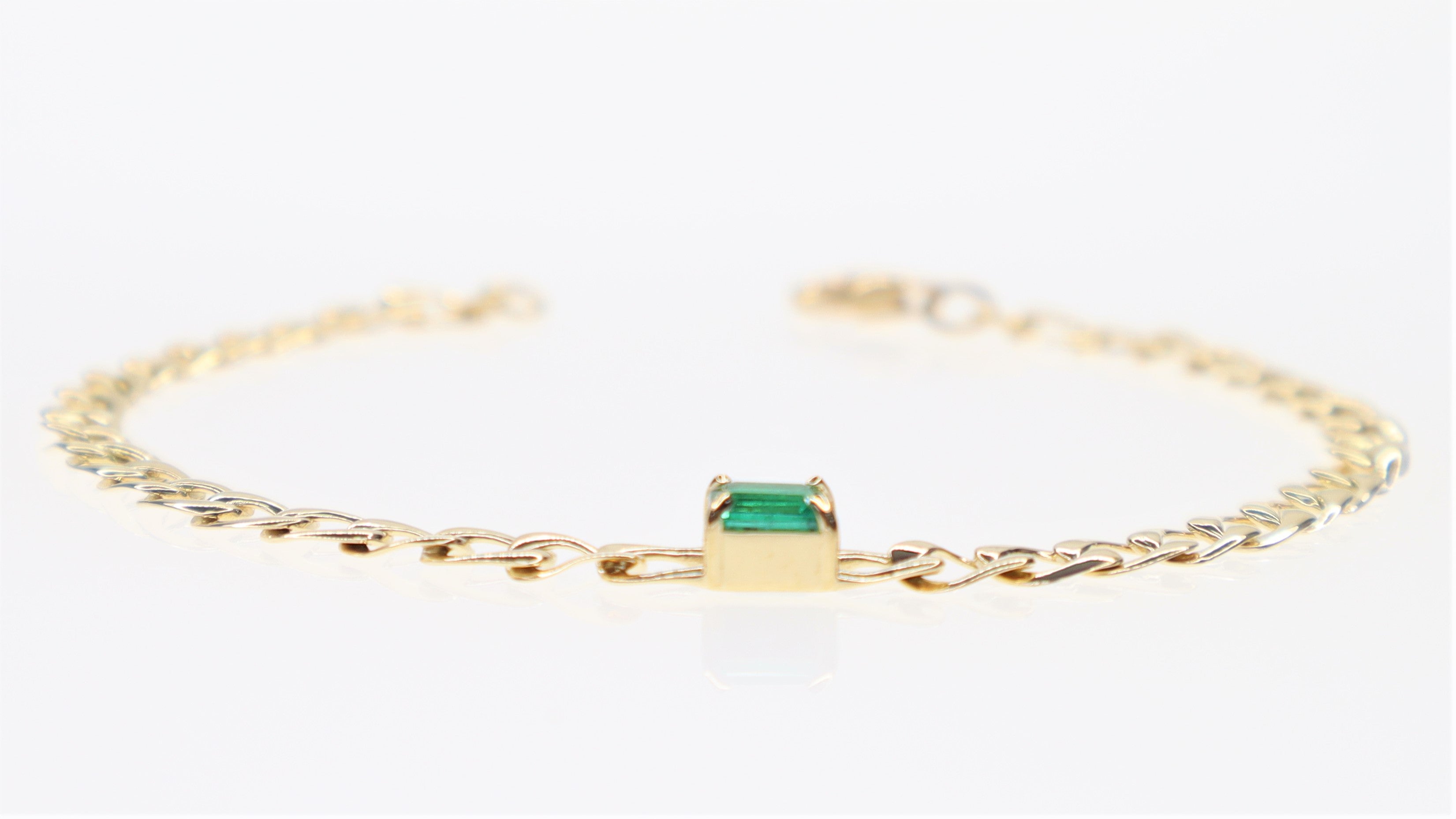 Elisa Emerald Cuban Gold Bracelet