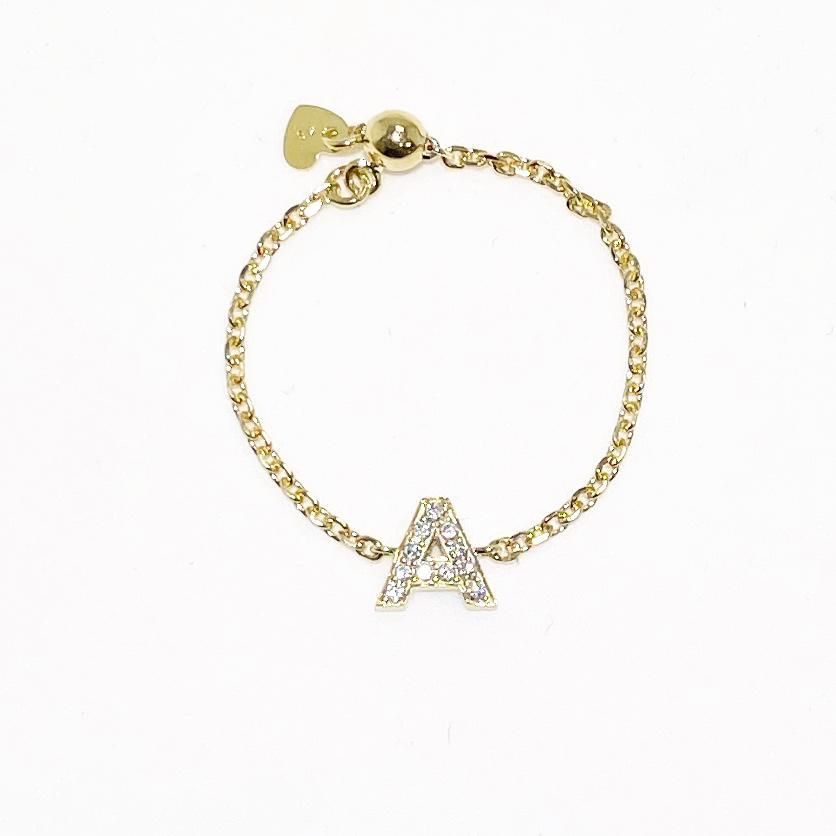 Maria Alphabet Diamond Chain Ring