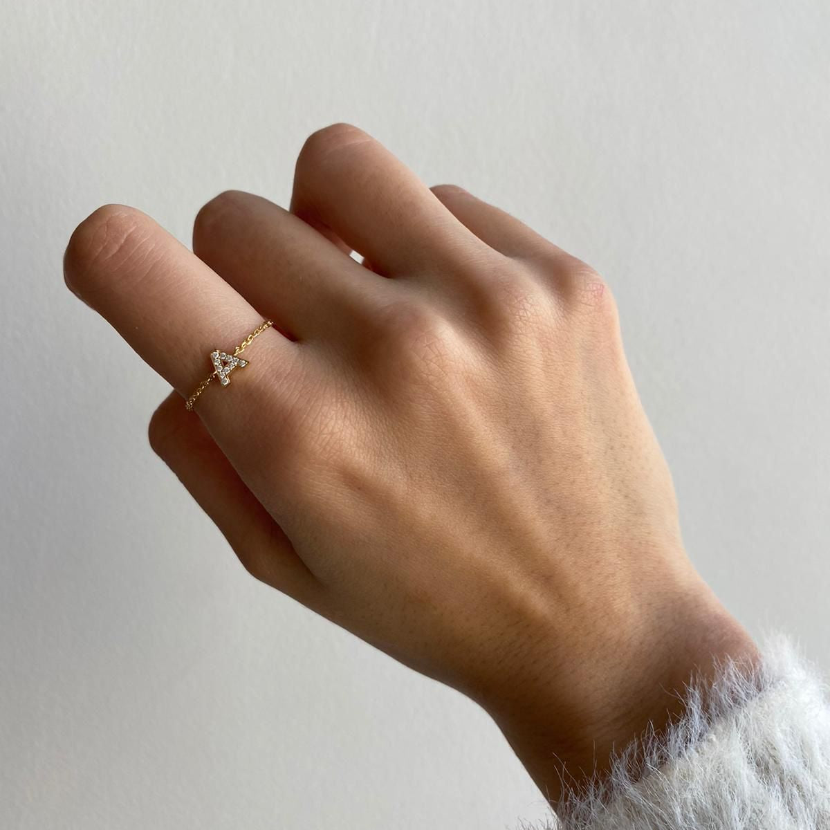 Maria Alphabet Diamond Chain Ring