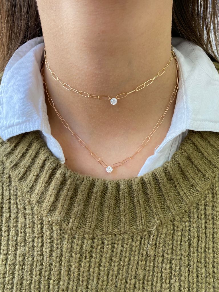 Franchesca Diamond Paper Clip Necklace