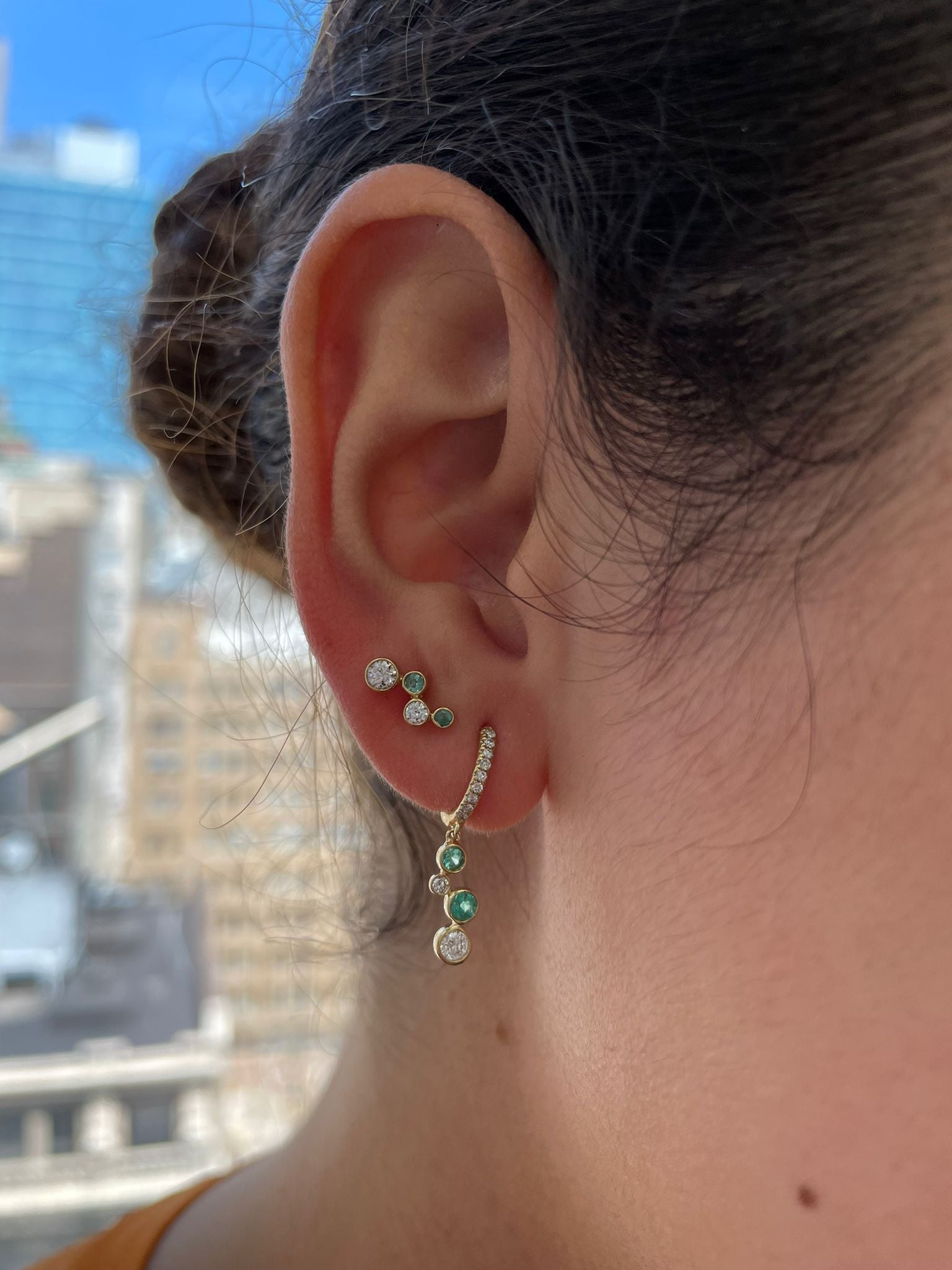 Helen Emerald Long Earrings