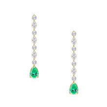 Load image into Gallery viewer, Janeth Emerald Diamond Long Earrings
