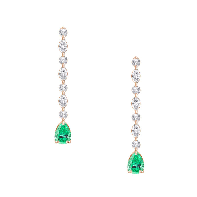 Janeth Emerald Diamond Long Earrings