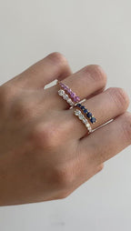 Anillo Anabelle con diamantes y zafiro rosa