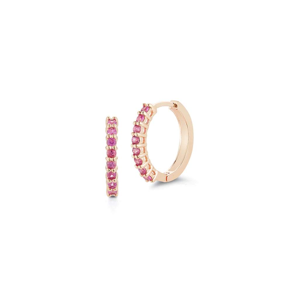 Summer Pink Sapphire Huggies